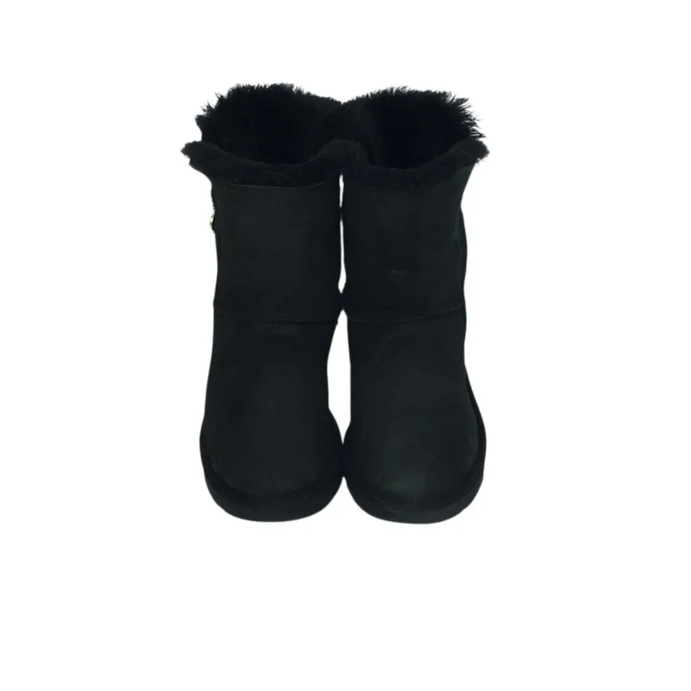UGG Bailey Zip Short Boot Black Suede Shearling Fur Lined Boots Women’s Size 8